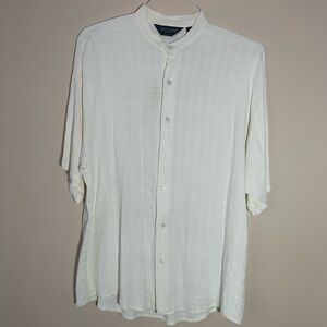 Vintage Gregore Mens Band Collar M Textured Rayon Acetate Made USA Lightweight